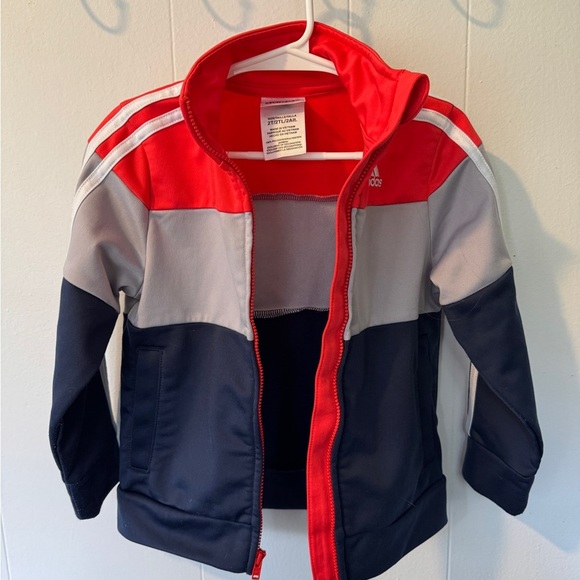 ๐งก๐ adidas Toddler Track Jacket Size 2T Red Navy Gray Full Zip - Picture 4 of 4